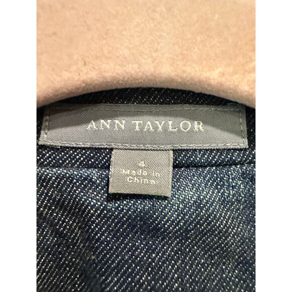 Ann Taylor Structured Denim Blazer Classic 90s Minimalist Tailored Jacket - Picture 8 of 11